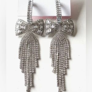 New Chritian Siriano Bow cubic zirconia bow dangling earrings